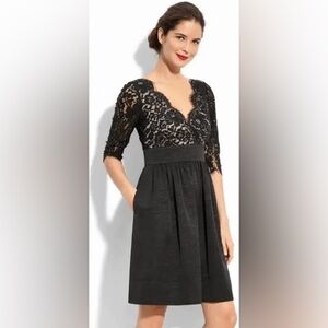 Eliza J Black Lace V-Neck Cocktail Dress